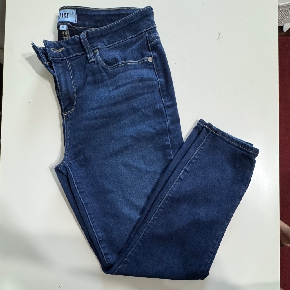 PAIGE Dark Blue Ankle Crop Jeans